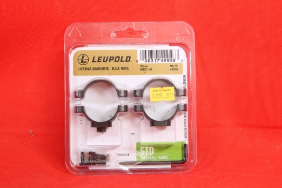 Leupold 30mm standard medium matt rings. New in package.