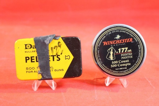 Two cans of air rifle pellets, both are .177. One Daisy and one Winchester.