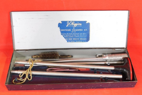 J C Higgins shotgun cleaning kit in original metal box. Used.