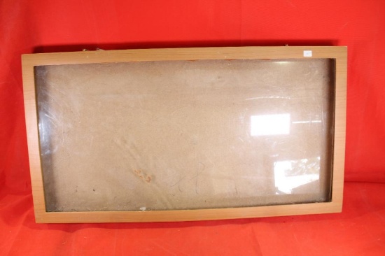 Wood display case with brass hardware. Used. 28" x 15" x 2". Will not ship, pick-up only
