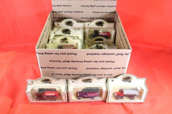 Box of 22 die cast metal vehicles in original packages. Made in England. New.