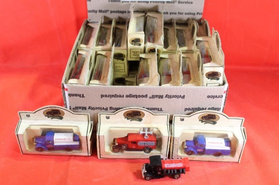 Box of 32 die cast metal vehicles in original packages. Made in England. New.