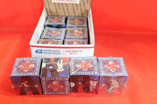Box of ten Nolan Ryan 27 years of baseball commemorative balls in original packages.