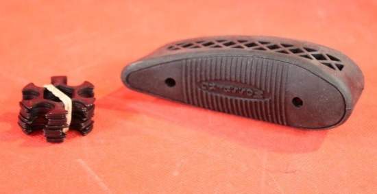 One Mossberg kick pad, used and fourteen 5 round moon clips for 38/357, new.