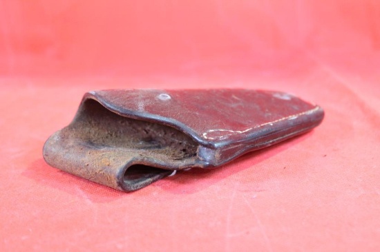Brown leather right handed holster for small revolver. Used.