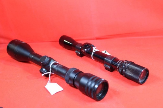 Two rifle scopes. One Simmons 3-10x44 duplex rifle scope, used in good condition and one Bushnell
