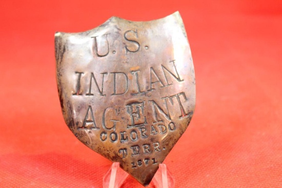 US Indian agent badge, Colorado Territory, 1871 Authentic