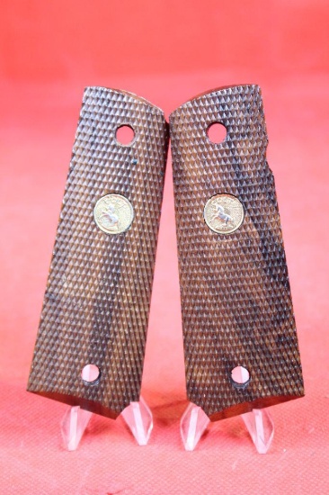 Wood checkered Colt 1911 grips. New.