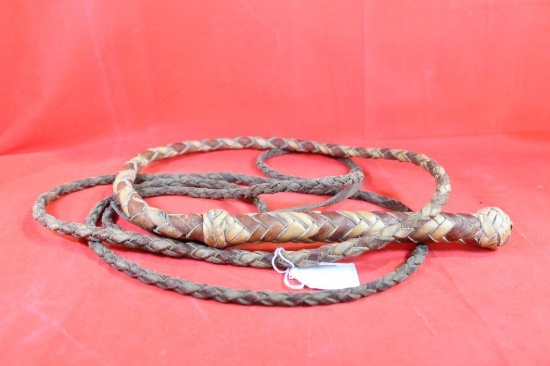 One 10 ft rawhide braided bullwhip