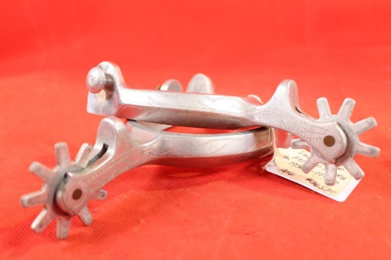 One pair of Don Ricardo etched spurs 1930's-1940's