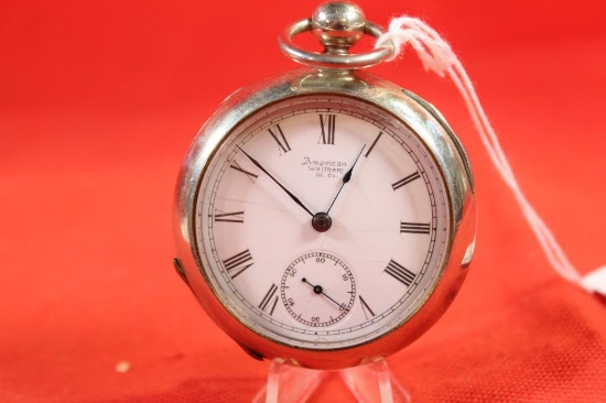 Waltham Broadway open face pocket watch, size 18, production date 1881, key wind (no key), 7 jewels,