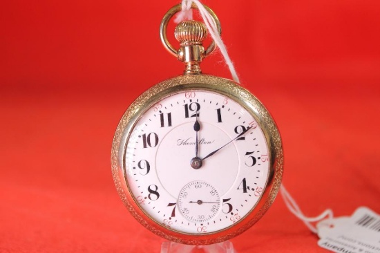 Hamilton open face pocket watch model 940, gold filled open case. 21 jewels, estimated production
