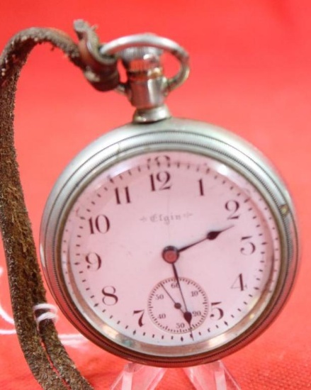 Elgin open face pocket watch, estimated production date 1900, 17 jewels. Serial # 8936331