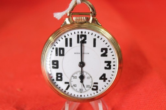 Hamilton open face pocket watch grade 992B, 21 jewels,estimated production date 1949, size 16,
