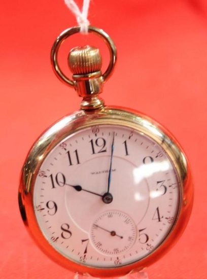 Waltham open face pocket watch, estimated production date 1899, 21 jewels, size 18. Serial#9007931,
