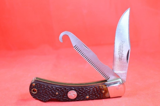 Remington Model R-3 Elk Hunter. Lockback folding hunter 3.75 inch main blade and 3.75 inch saw blade