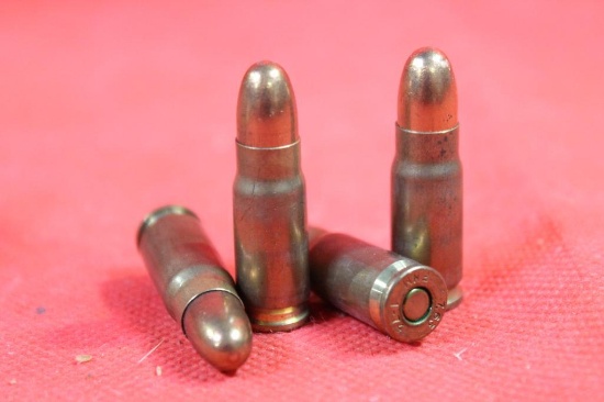 One partial box Century Arms 7.63 Mauser Pistol FMJ. Count 26 and one fired case.