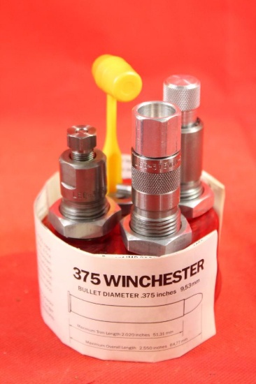 Lee FL 3 die set for 375 Winchester with shell holder. Used.