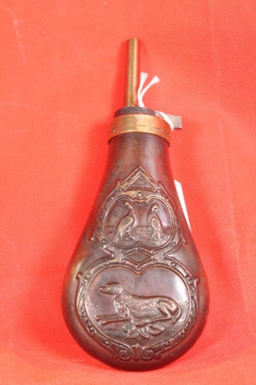 Old Remington copper and brass powder flask