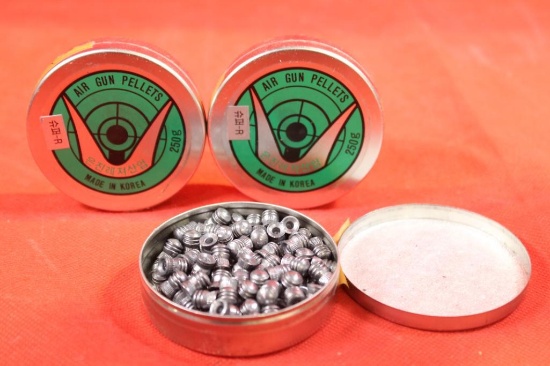 Three cans of Korean 25 cal. air gun pellets. New.