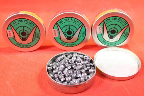 Four cans of Korean 25 cal. air gun pellets. New.