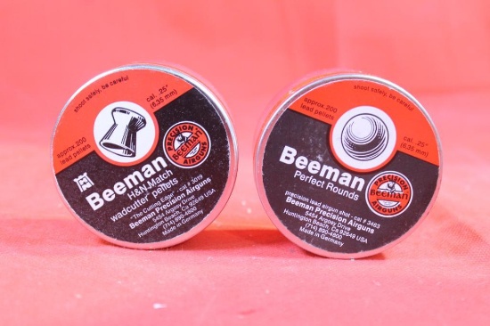 Two cans of Beeman 25 cal pellets. New.