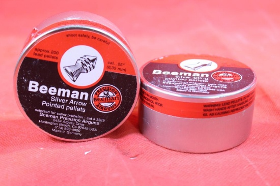 Two cans of Beeman 25 cal pellets. New.