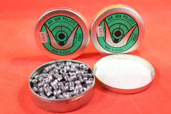 Three cans of Korean 25 cal. air gun pellets. New.