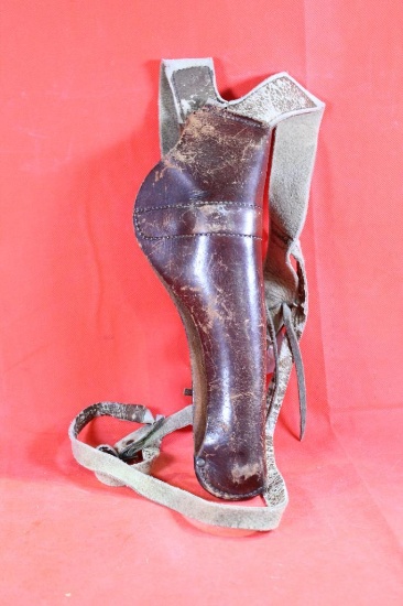 Brown leather quick draw shoulder revolver holster. Used.