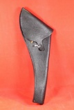 Soft black leather right handed flap single action army style belt holster. Like new.