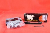 Weaver scope rings, 30mm extended with silver finish and scope base for Ruger Mini-14