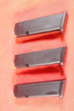 3 Glock 9mm single stack mags, 10 round capacity.