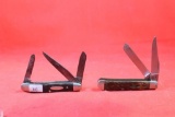 Two knives. Case XX 3 blade stockman with 2.5 inch main blade & jigged bone scales. Has chip out of