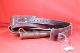 Leather right handed tooled western style belt and holster for 4