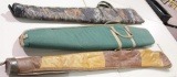 Three soft sided zippered rifle cases. One lined and padded and two lined. Like new.