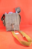 Grey canvas satchel used and six metal AK magazines,