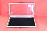 Glass front wooden display box with felt lining, 15X 8 1/2