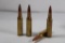 Four plastic boxes of 7MM-08 ammo reloads and brass 37 count ammo and 36 count brass