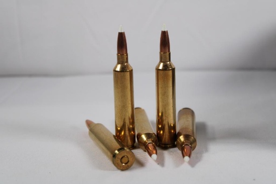 Two full boxes (1 unopened) and one partial box 26 Nosler Trophy Grade Ammo 140gr, total count 54