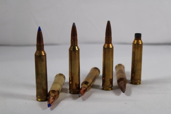 Three partial boxes of 7MM Rem Mag ammo, Remington 140 gr Core-Lokt 4 count and 16 brass, Federal