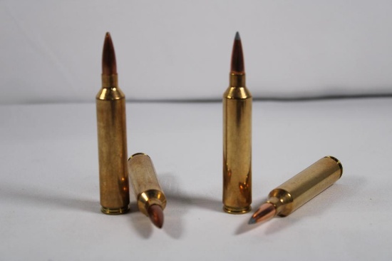 Two partial boxes of 26 Nosler Ammo, 15 count 140gr HPBT and 7 count 129gr ABLR, total count 22