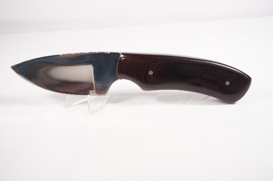 Custom handmade knife by Archie Hulen. Micarta handle. File work and mosaic pins. 3.25 inch drop