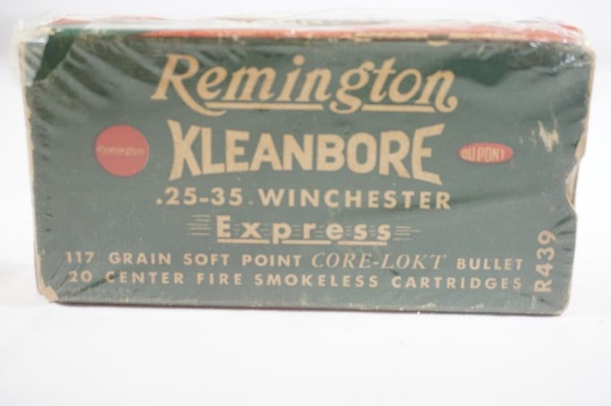 One box Remington Kleanbore .25-35 Winchester Express 117 gr, 20 count New old stock