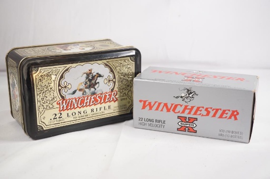 Collector tin with one brick of Winchester Super X 22 LR Power Point 40 gr, 500 count