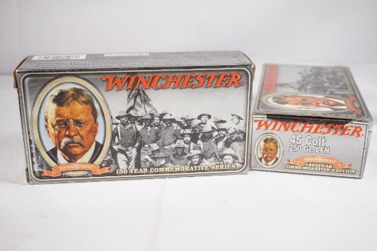 Two unopened boxes of Winchester 45 Colt 250 gr LFN with 150 year Commemorative Series boxes