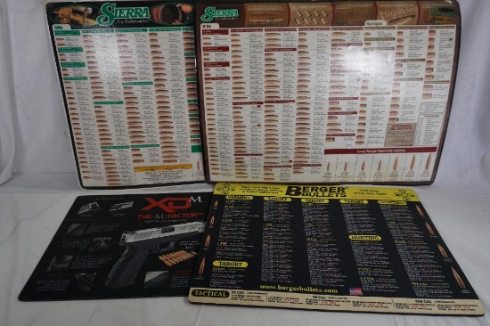Two Sierra reloading mats, One Springfield XDM mat, One Burger Bullets mat