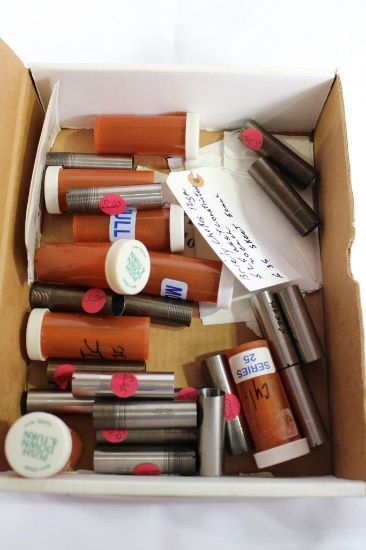 Box of Briley 12 ga chokes. 20, series 25 assorted chokes and 5, series 35 skeet.