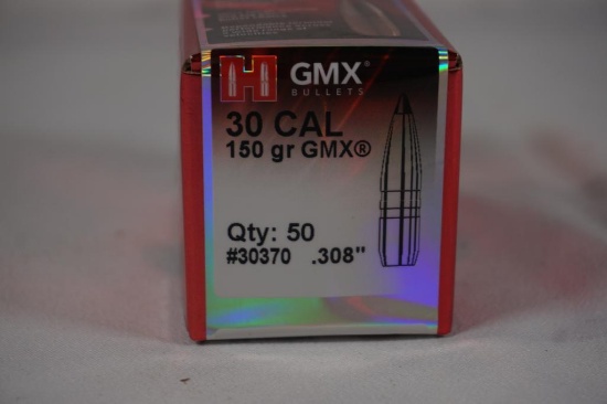One box of Hornady 30 cal 150 gr GMX. Count 50.