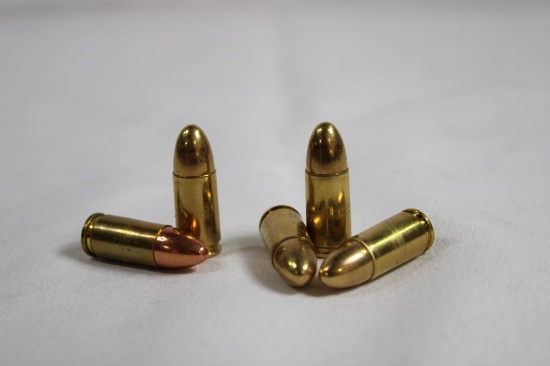 Two boxes of 9mm. One Blazer 124gr FMJ, count 50 and one Federal 115gr FMJ RN, count 49.
