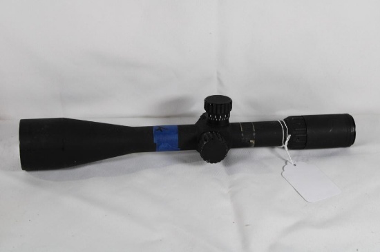 Single power rifle scope with tactical turrets and BDC. Matte. Unknown manufacturer. Used.